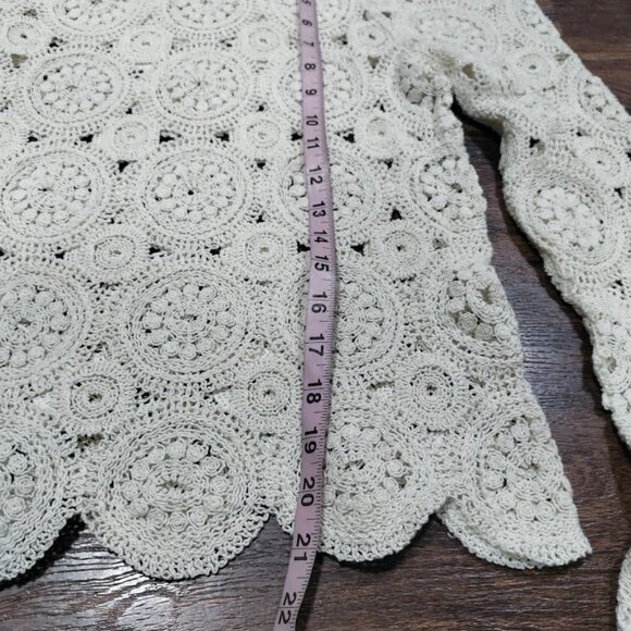 Zara Womens Cream Crochet boho Lace Long Sleeve Top S - Picture 6 of 9